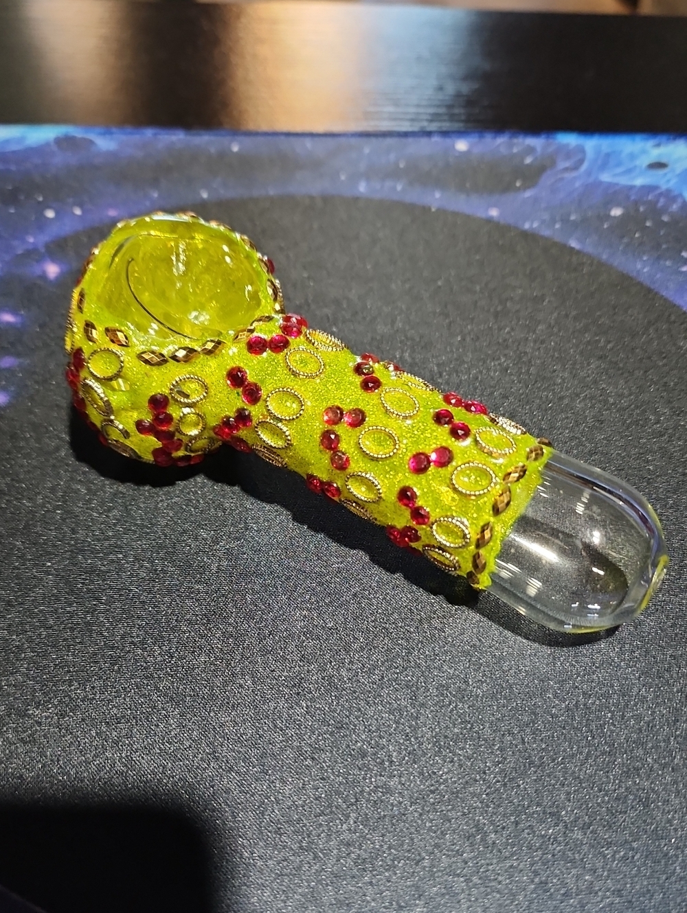 Embellished Lime Green Glass Bowl